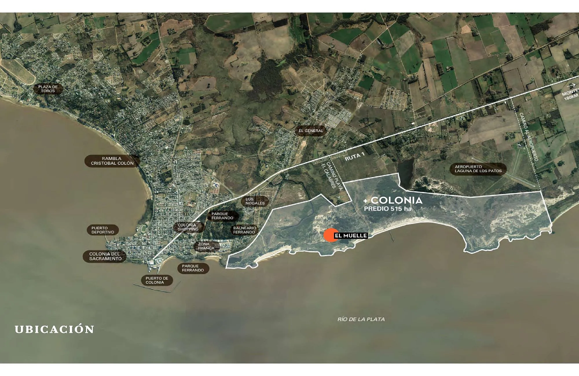 Mapa que muestra las hectáreas que abarca el proyecto de +Colonia